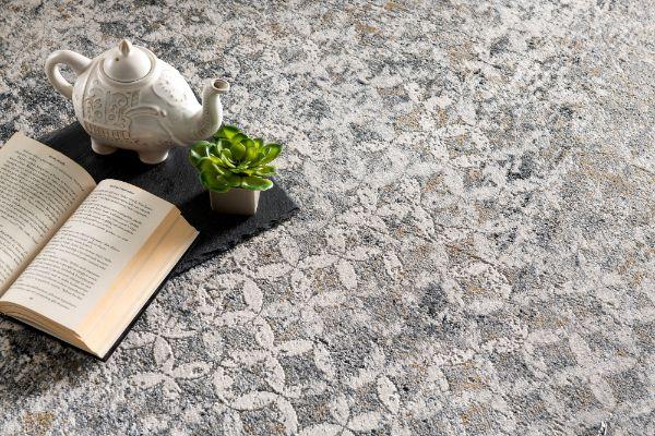 Aurelia Distressed Geometric Comtemporary Grey and Red Indoor Rug