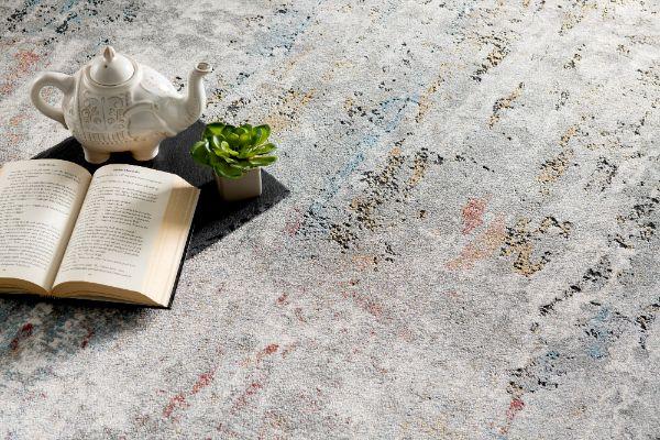 Tessera Distressed Abstract Comtemporary Grey and Red Indoor Rug