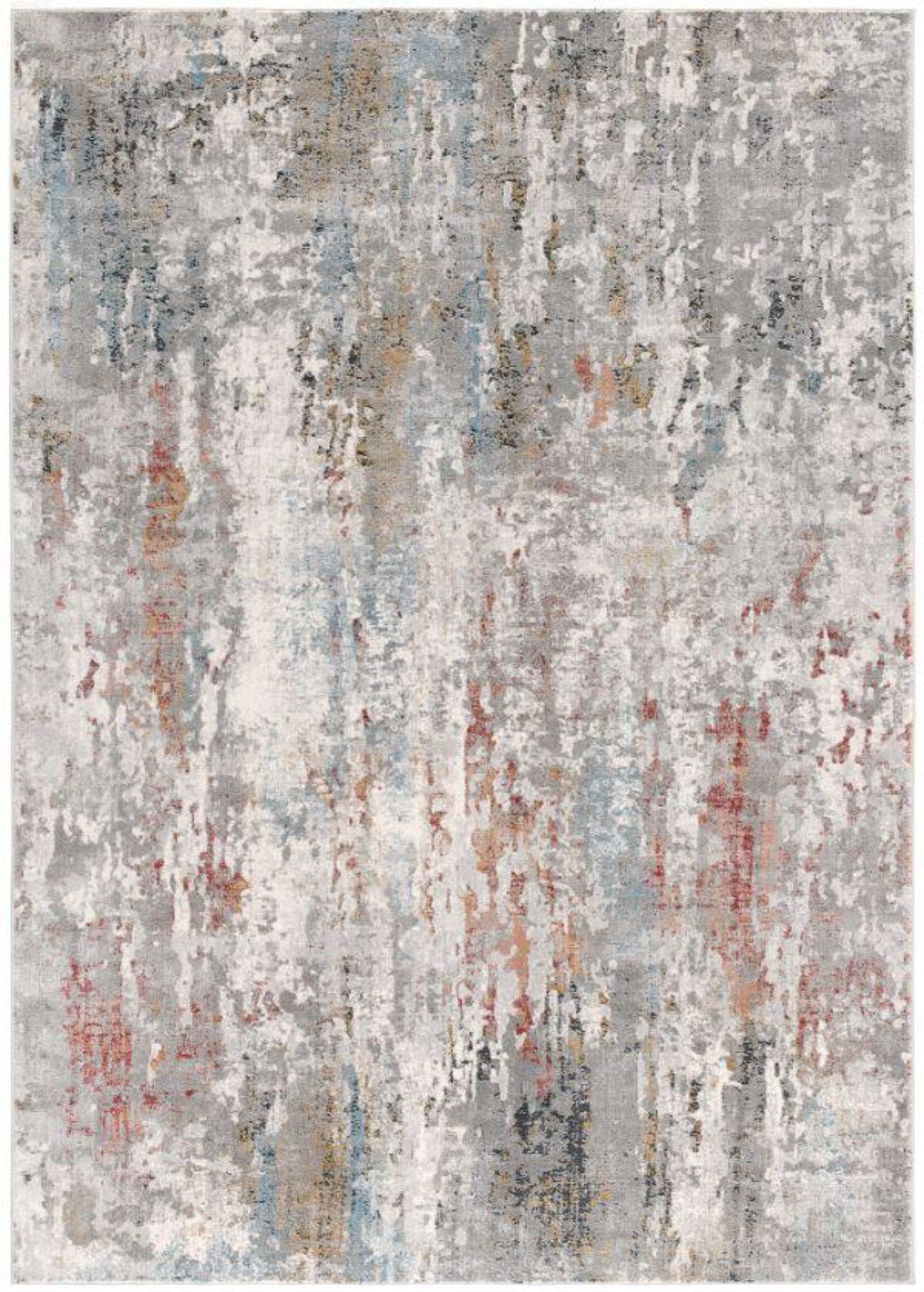 Tessera Distressed Abstract Contemporary Grey and Red Indoor Rug