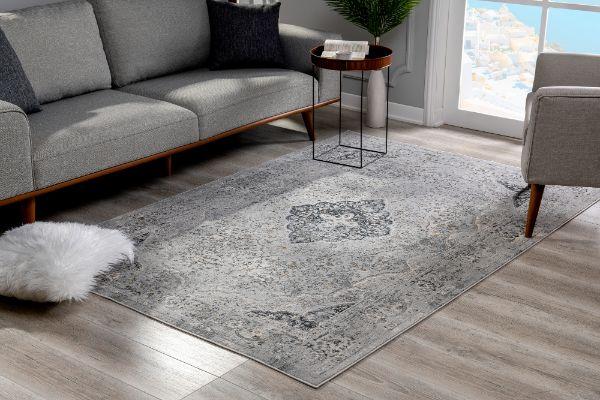 Capri Collection Modern Oriental Area Rug, Grey