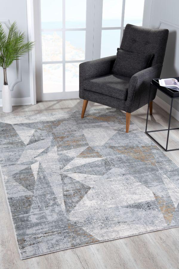 Capri Collection Modern Geometric Area Rug, Grey