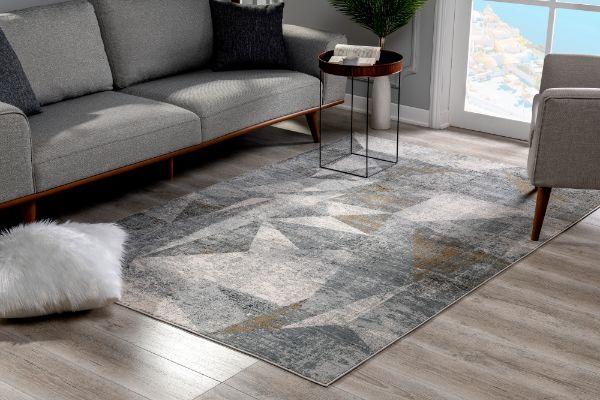 Capri Collection Modern Geometric Area Rug, Grey