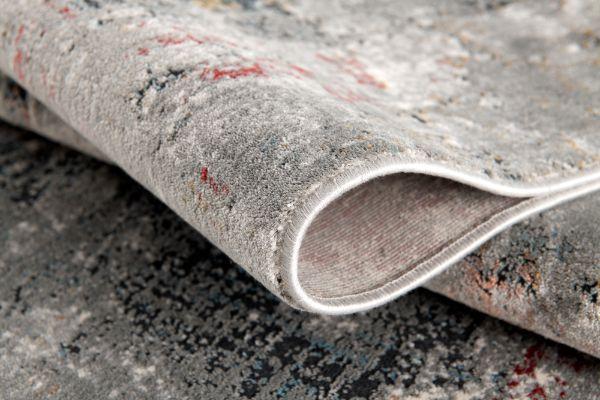Aeris Distressed Abstract Comtemporary Grey and Red Indoor Rug