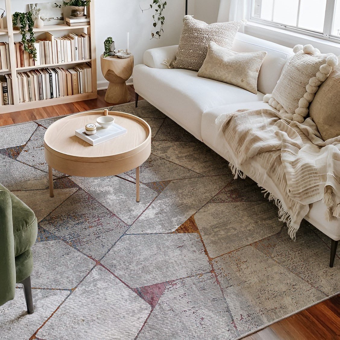 Kairon Geometric Contemporary Grey and Beige Indoor Rug
