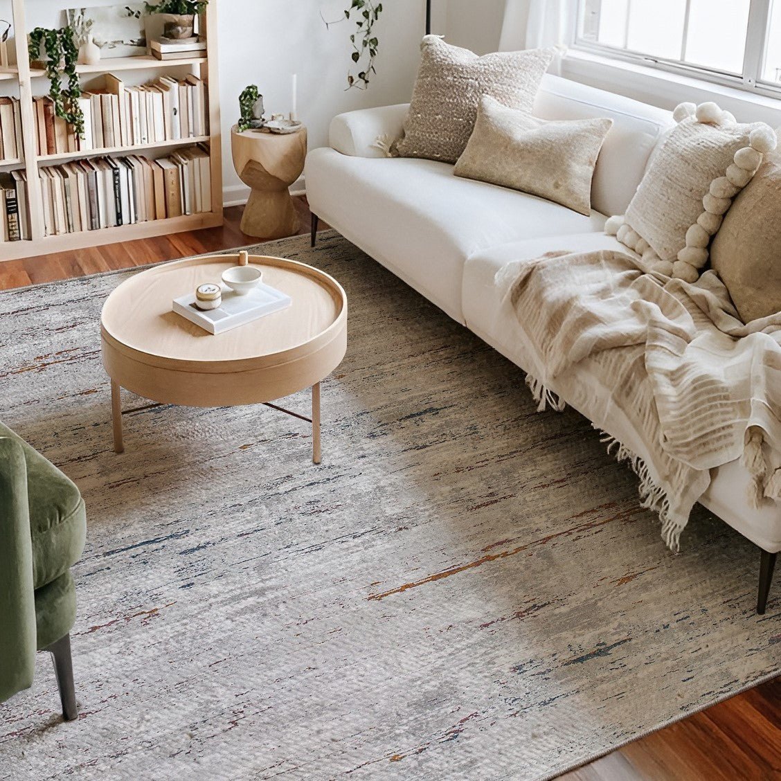Vireo Abstract Distressed Comtemporary Grey and Brown Indoor Rug