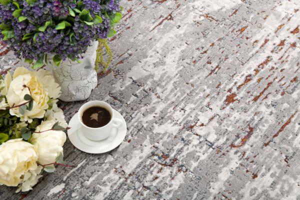 Cairn Abstract Distressed Comtemporary Grey and Red Indoor Rug