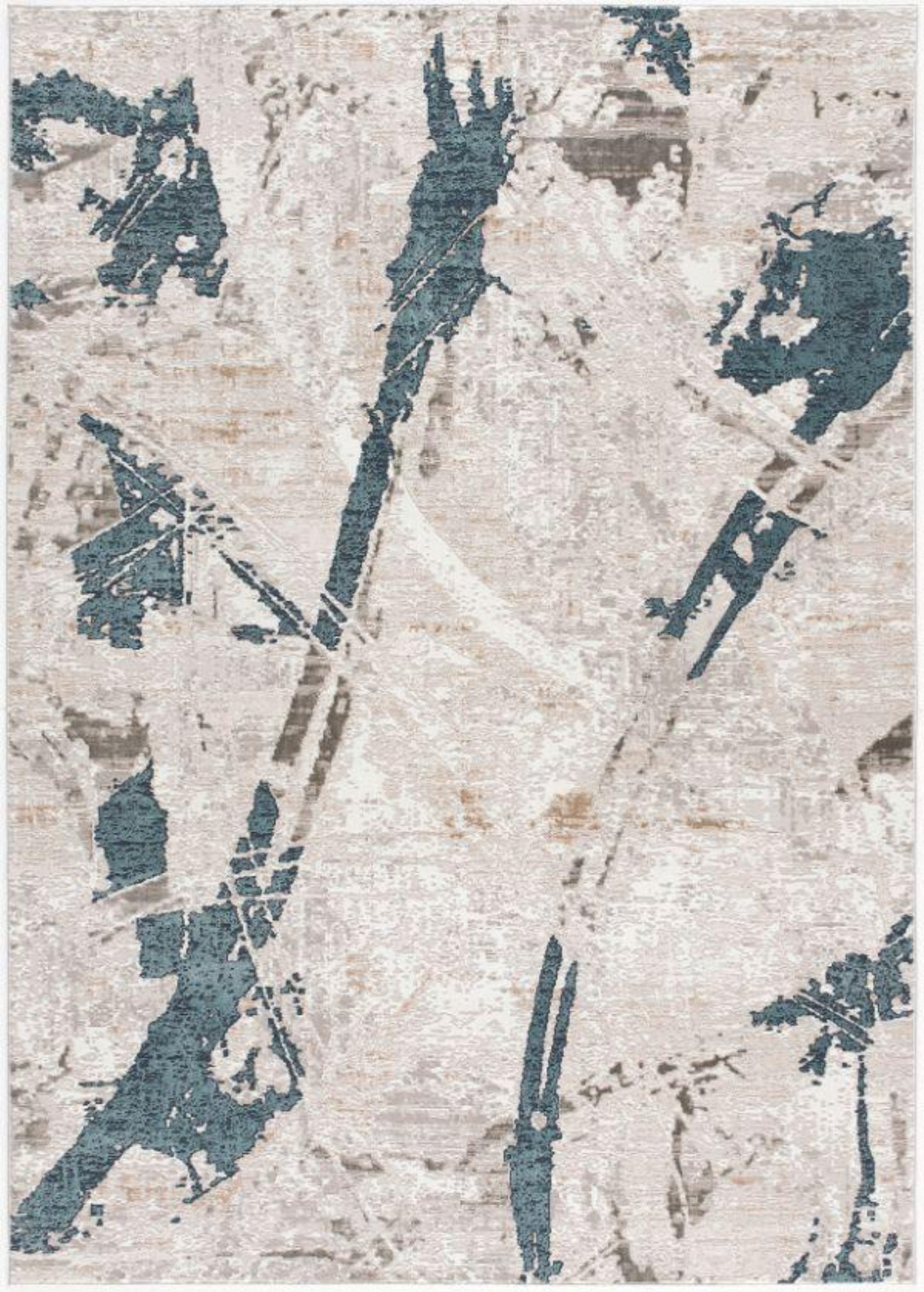 Cascade Collection Modern Abstract Area Rug, Grey / Navy / Red