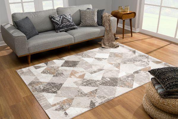 Cascade Collection Modern Abstract Area Rug, Grey