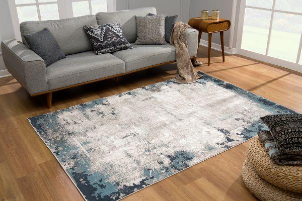 Cascade Collection Modern Abstract Area Rug, Blue