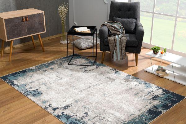 Cascade Collection Modern Abstract Area Rug, Blue