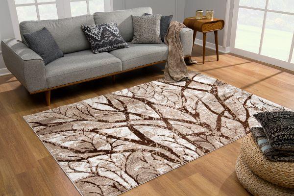 Cascade Collection Modern Abstract Area Rug, Brown