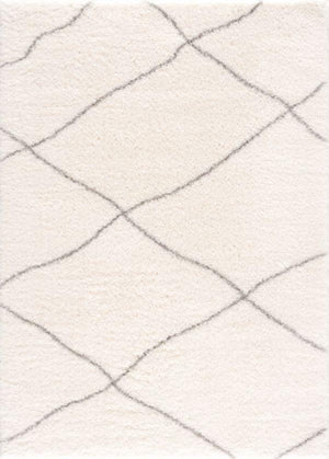 Linea Trellis Contemporary White and Grey Indoor Rug