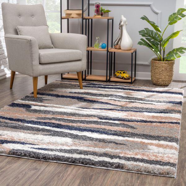 Retro Collection Modern Abstract Area Rug and Doormat, Grey
