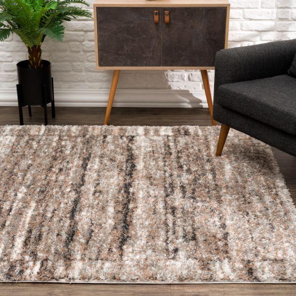 Retro Collection Modern Abstract Area Rug And Doormat, Ivory