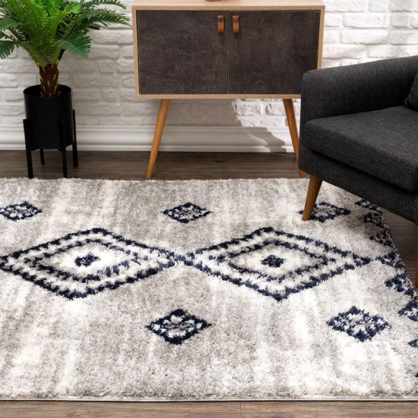 Retro Collection Modern Southwestern Area Rug and Doormat, Grey