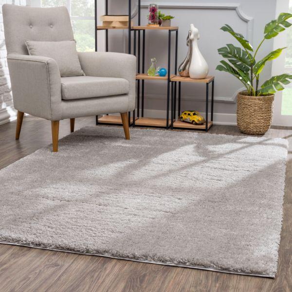 Retro Collection Modern Plain Area Rug And Doormat, Grey / Ivory