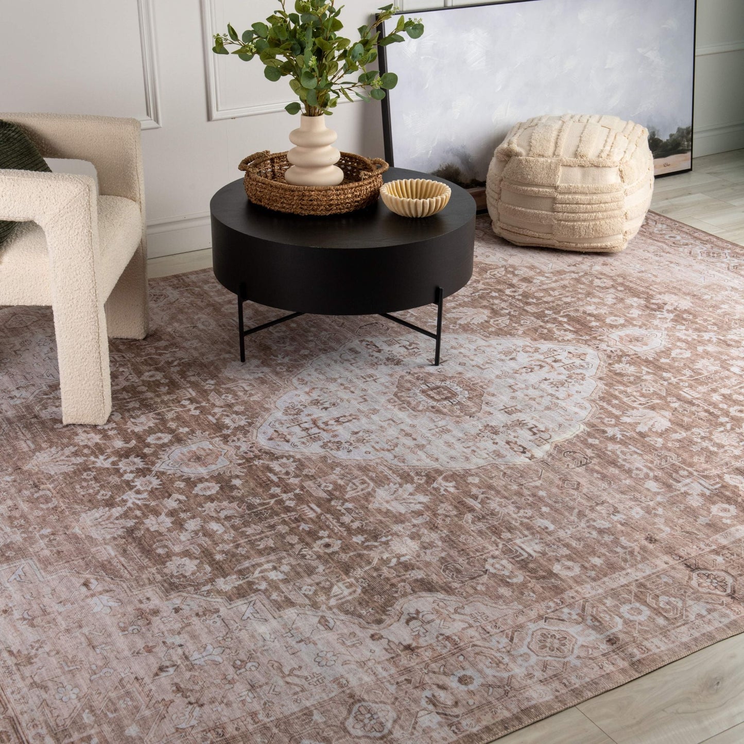 Tapis marron transitionnel persan Emir