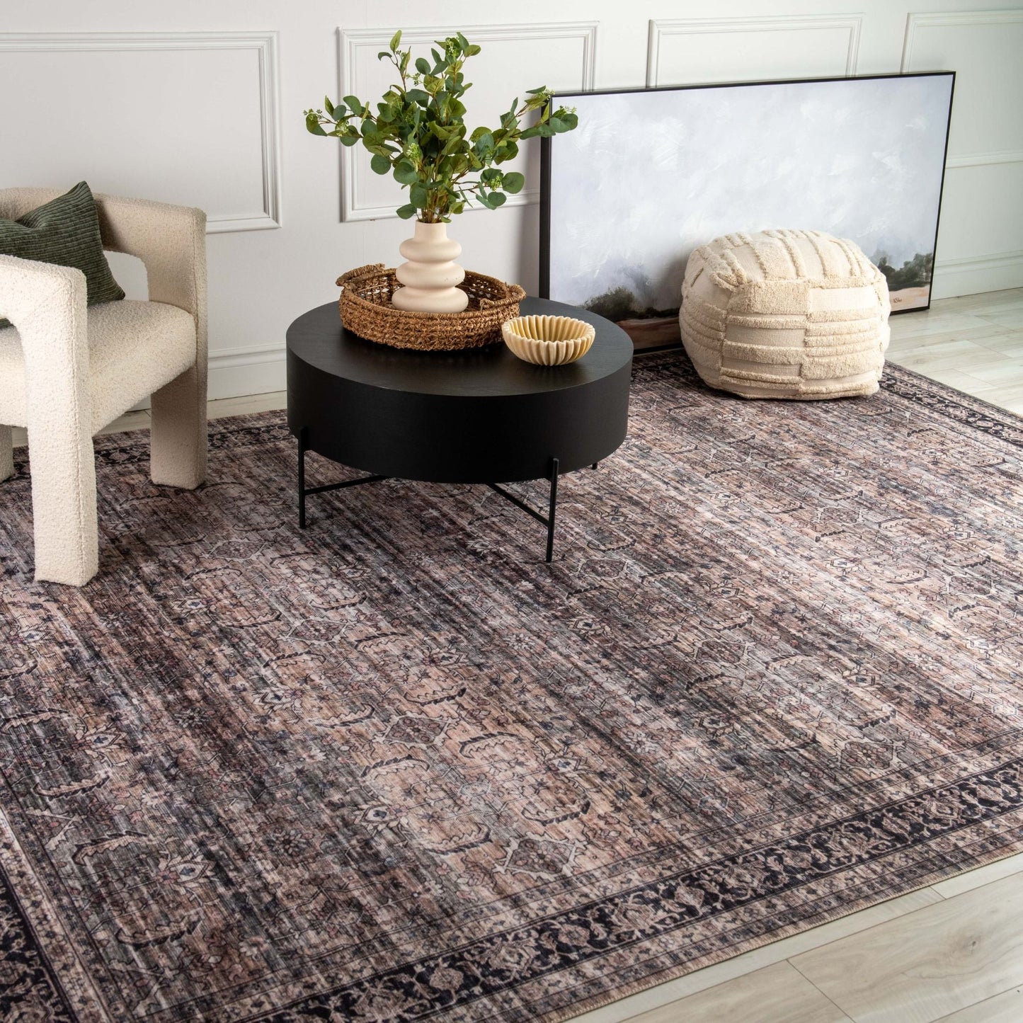 Tapis marron transitionnel persan Emir