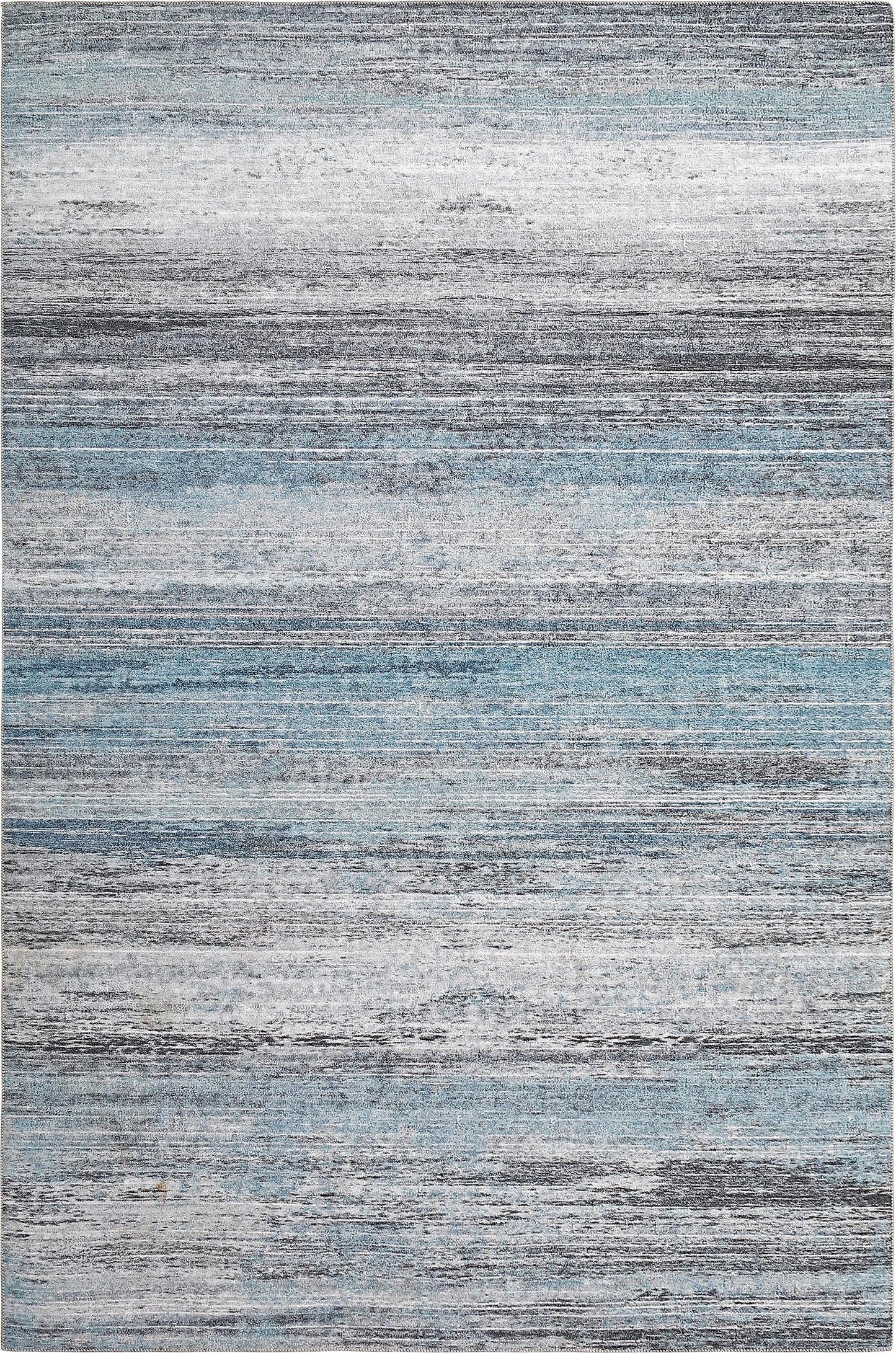 Tapis bleu contemporain Emir Coastal