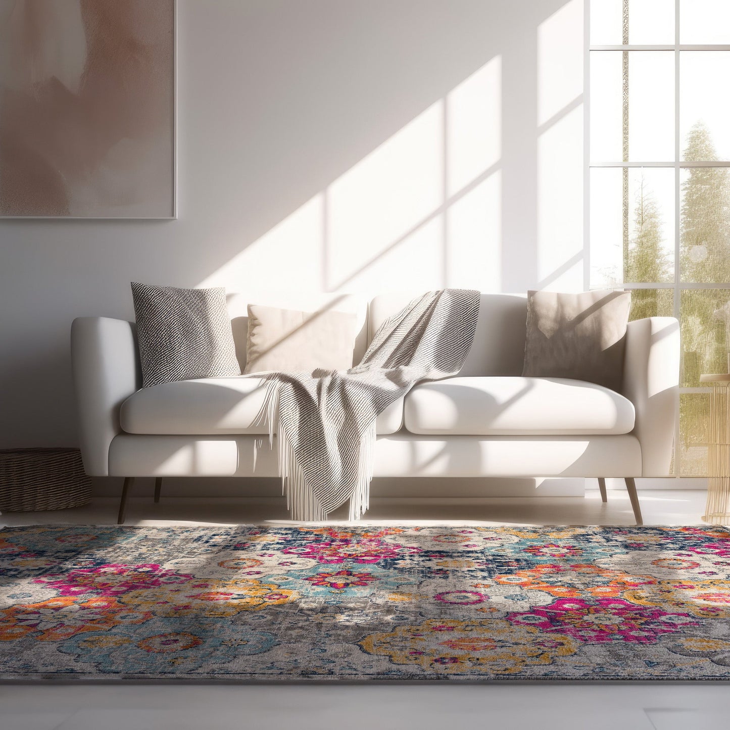 Tapis rouille contemporain moderne du milieu du siècle Savannah