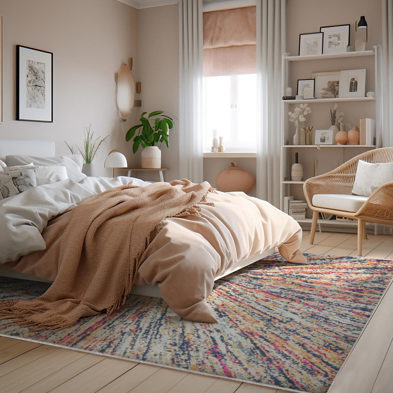 Tapis beige géométrique moderne Mid-Century Savannah