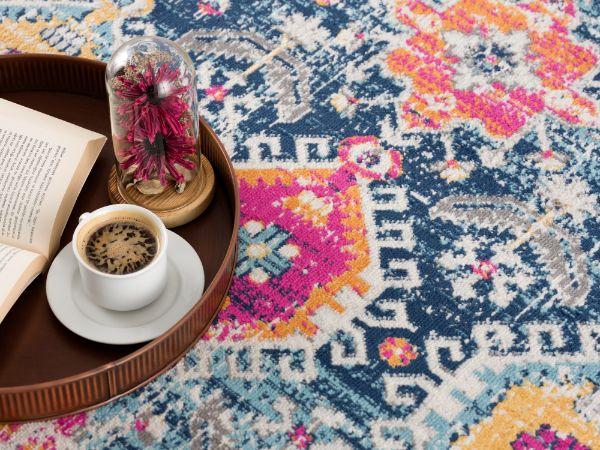 Savannah Collection Oriental Area Rug and Runner, Navy