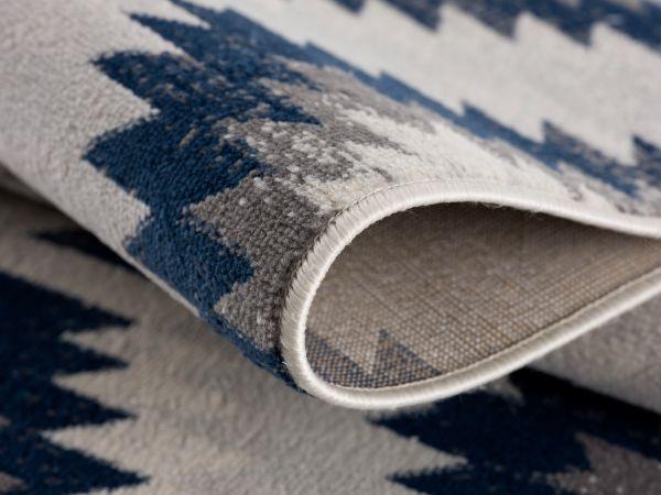 Savannah Collection Modern Ikat Area Rug And Doormat, Blue