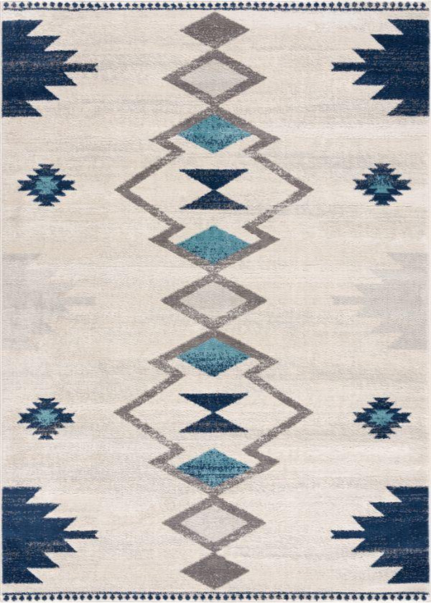 Mesa Southwestern Contemporary Blue and Beige Indoor Rug-1