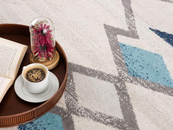 Mesa Southwestern Contemporary Blue and Beige Indoor Rug