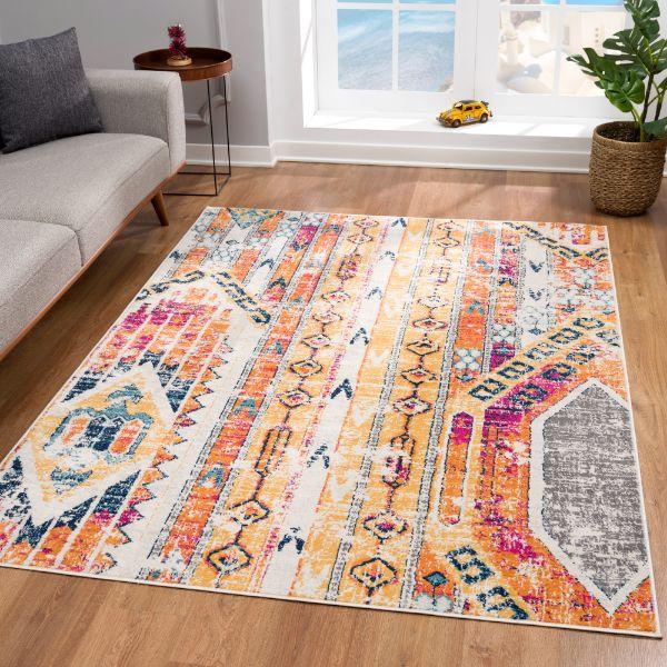 Zaria Boho Contemporary Yellow and Beige Indoor Rug