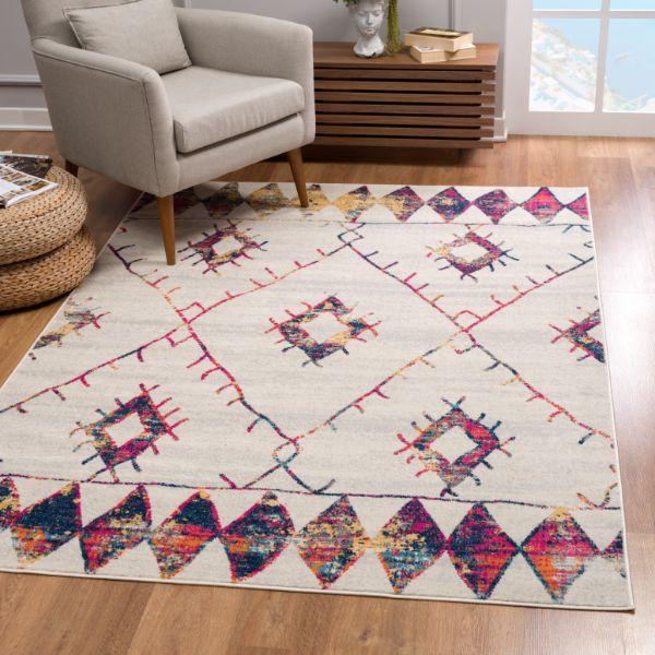 Kenza Boho Traditional Beige Indoor Rug