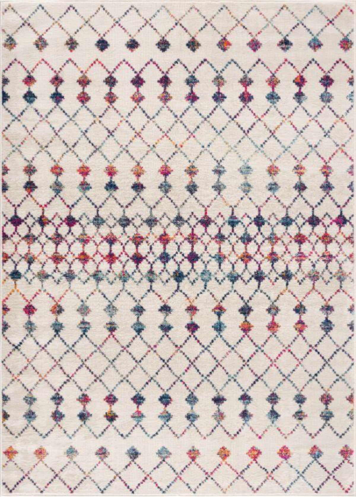Nomia Boho Contemporary Beige and Blue Indoor Rug