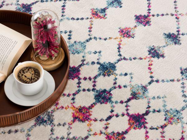 Nomia Boho Contemporary Beige and Blue Indoor Rug