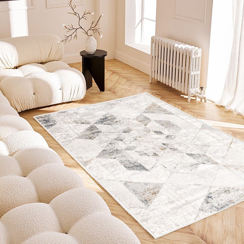 Zuni Geometric Contemporary Grey and Cream Indoor Rug
