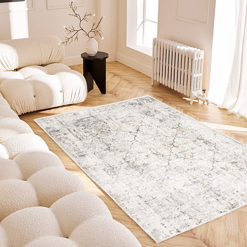 Mirelle Distressed Trellis Contemporary Grey and Cream Indoor Rug