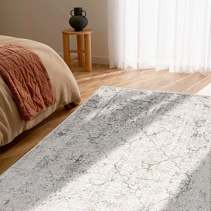 Mirelle Distressed Trellis Contemporary Grey and Cream Indoor Rug