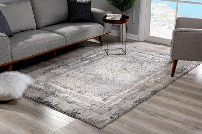 Mirage Collection Modern Abstract Area Rug, Cream Grey