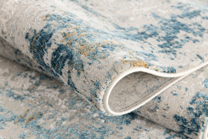 Tapis bleu contemporain abstrait Mirage