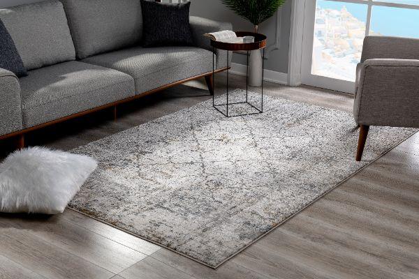 Mirelle Distressed Trellis Contemporary Grey and Cream Indoor Rug