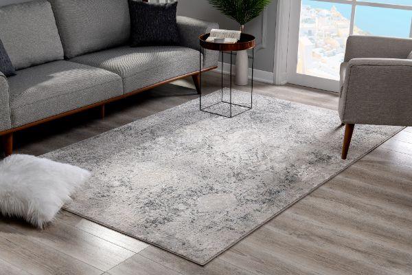 Mirage Collection Modern Damask Area Rug, Cream Grey