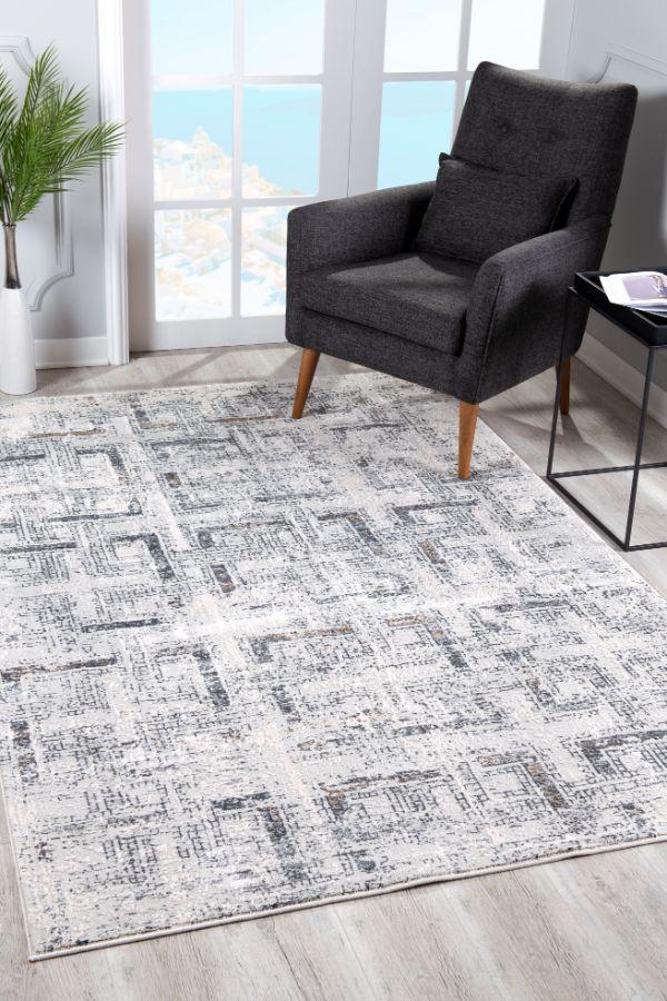 Caelum Geometric Contemporary Grey and Beige Indoor Rug