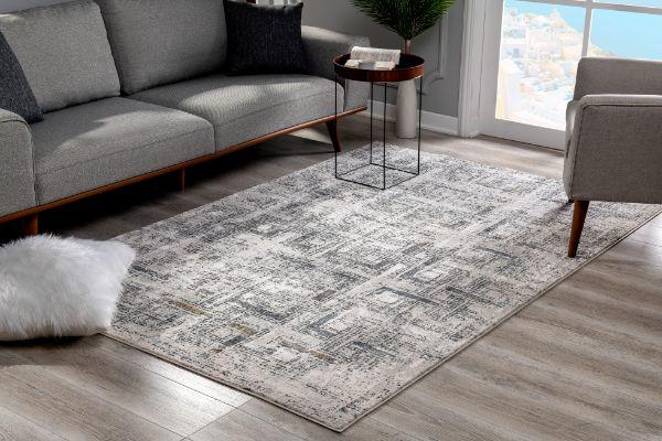 Mirage Collection Modern Abstract Area Rug, Cream Grey