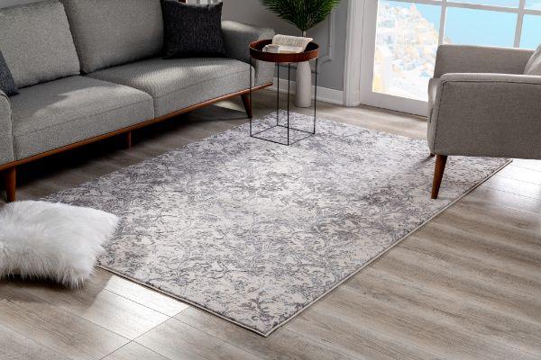 Civita Distressed Damask Transitional Beige and Grey Indoor Rug