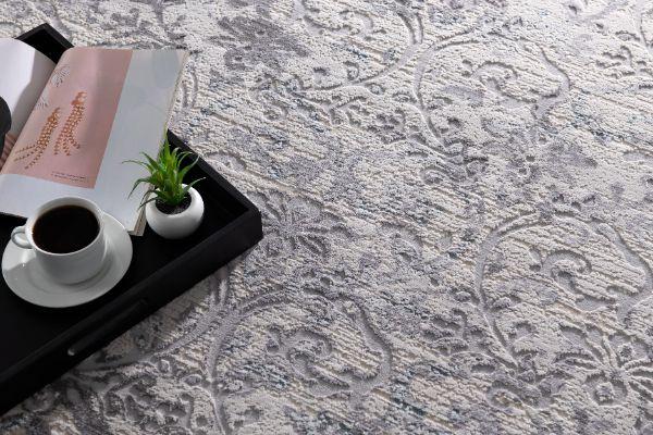 Civita Distressed Damask Transitional Beige and Grey Indoor Rug
