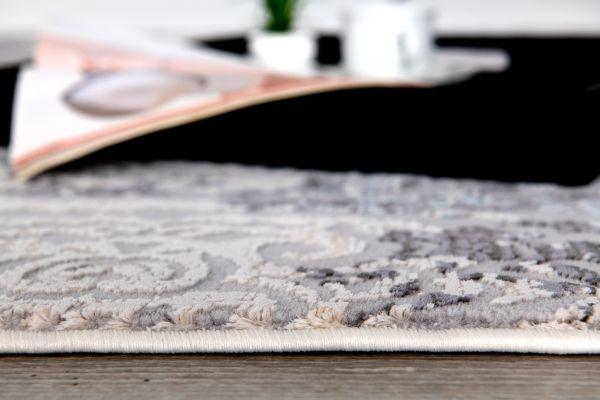 Serica Distressed Damask Transitional Grey and Beige Indoor Rug