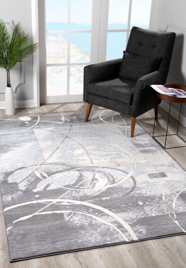 Oasis Collection Modern Abstract Area Rug, Grey