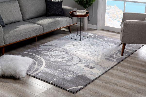 Oasis Collection Modern Abstract Area Rug, Grey