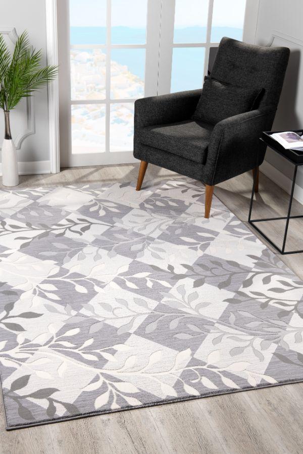 Oasis Collection Modern Geometric Area Rug, Grey