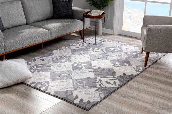 Oasis Collection Modern Geometric Area Rug, Grey