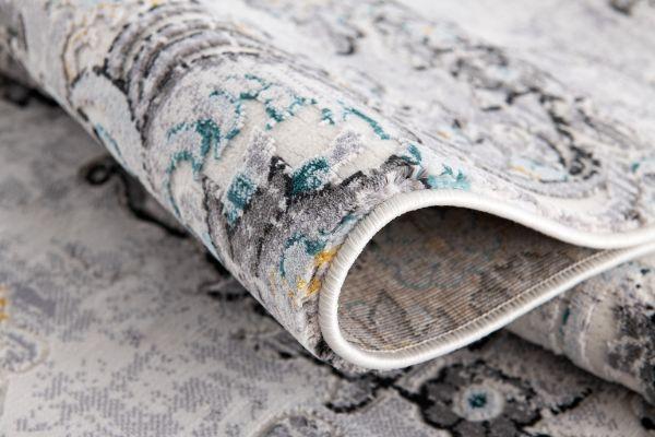 Oasis Collection Modern Floral Area Rug, Grey